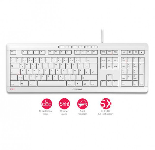 CHERRY TAS STREAM KEYBOARD grau deutsches Layout