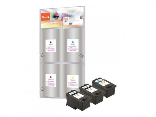 Peach Spar Pack Plus - 3er-Pack - XL-Kapazität - Schwarz, Farbe (Cyan, Magenta, Gelb)
