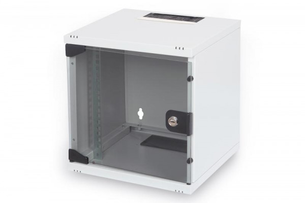 DIGITUS Wandschrank Compact 6HE 254mm 10" Glastür grau 