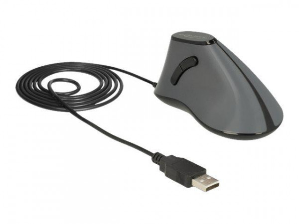 DELOCK ergonom. Maus vertikal optisch 5-Tasten + 1.8m Kabel