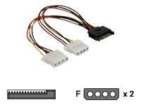 Stromkabel Delock SATA 15Pin -> 2x Molex 4Pin St/Bu 0.20m