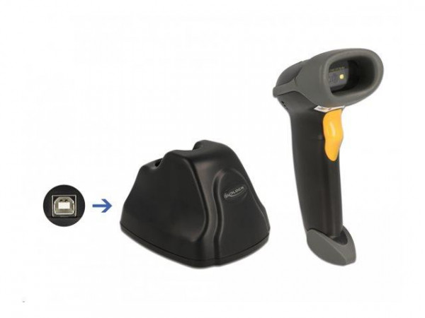 DELOCK 2,4 GHz Barcode Scanner 1D und 2D mit Ladestation