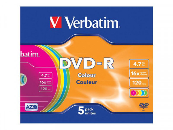 DVD-R Verbatim 4,7GB 5pcs Slim J. Colour 16x