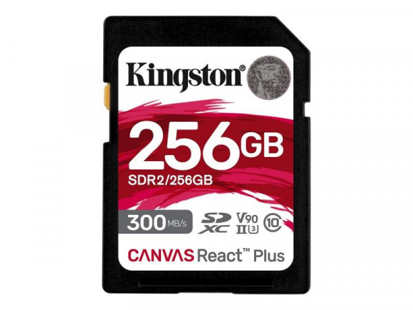 SD Card 256GB Kingston SDXC React+ 300R/260W Reader retail