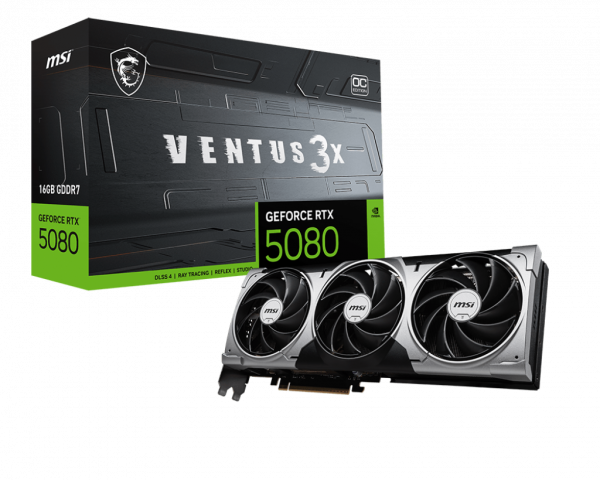 MSI RTX5080 Ventus 3X OC 16GB GDDR7 HDMI 3xDP