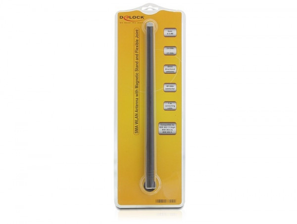 (B-Ware) WLAN Antenne Delock RP-SMA, magnet. Standfuß, Kippgelenk