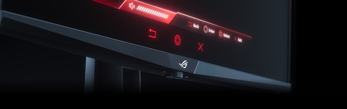 Das OSD-Einstellrad an der Unterseite des ROG Swift PG32UQXR