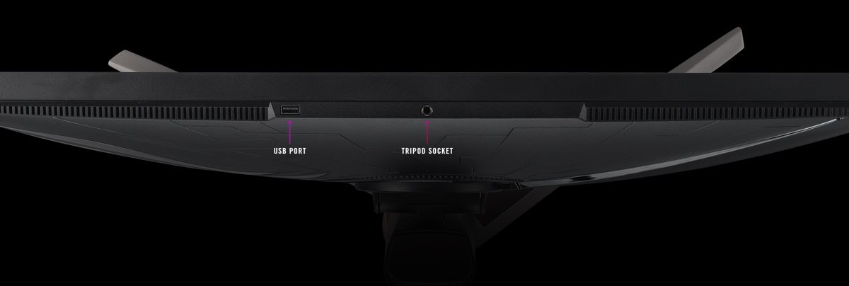 ROG Swift PG32UQXR Draufsicht mit zwei Anschlüssen