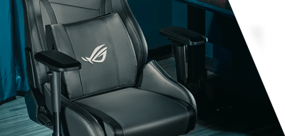 ROG Chariot X Core Gaming-Stuhl Lendenwirbelstütze - Vorderansicht nach rechts
