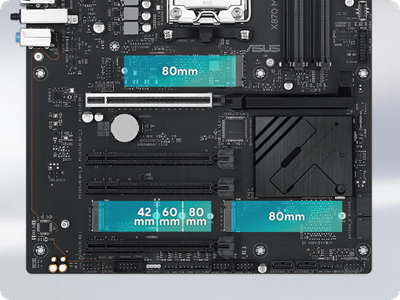 Grafik, die verschiedene M.2-Steckplätze auf einem Mainboard zeigt.