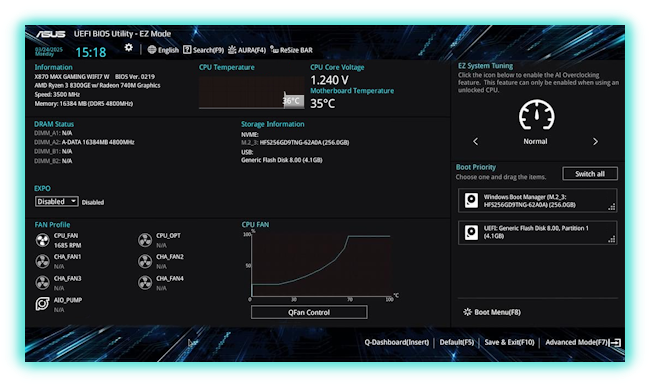 UEFI BIOS EZ-Modus UI.