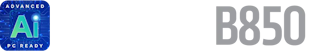 logo of AMD Ryzen; logo of AMD B850